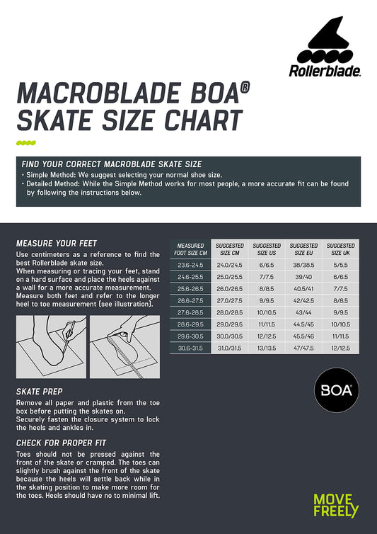 Rollerblade Macroblade 84 BOA, Adult Fitness Inline Skate, Black & Lime, Performance Inline Skates