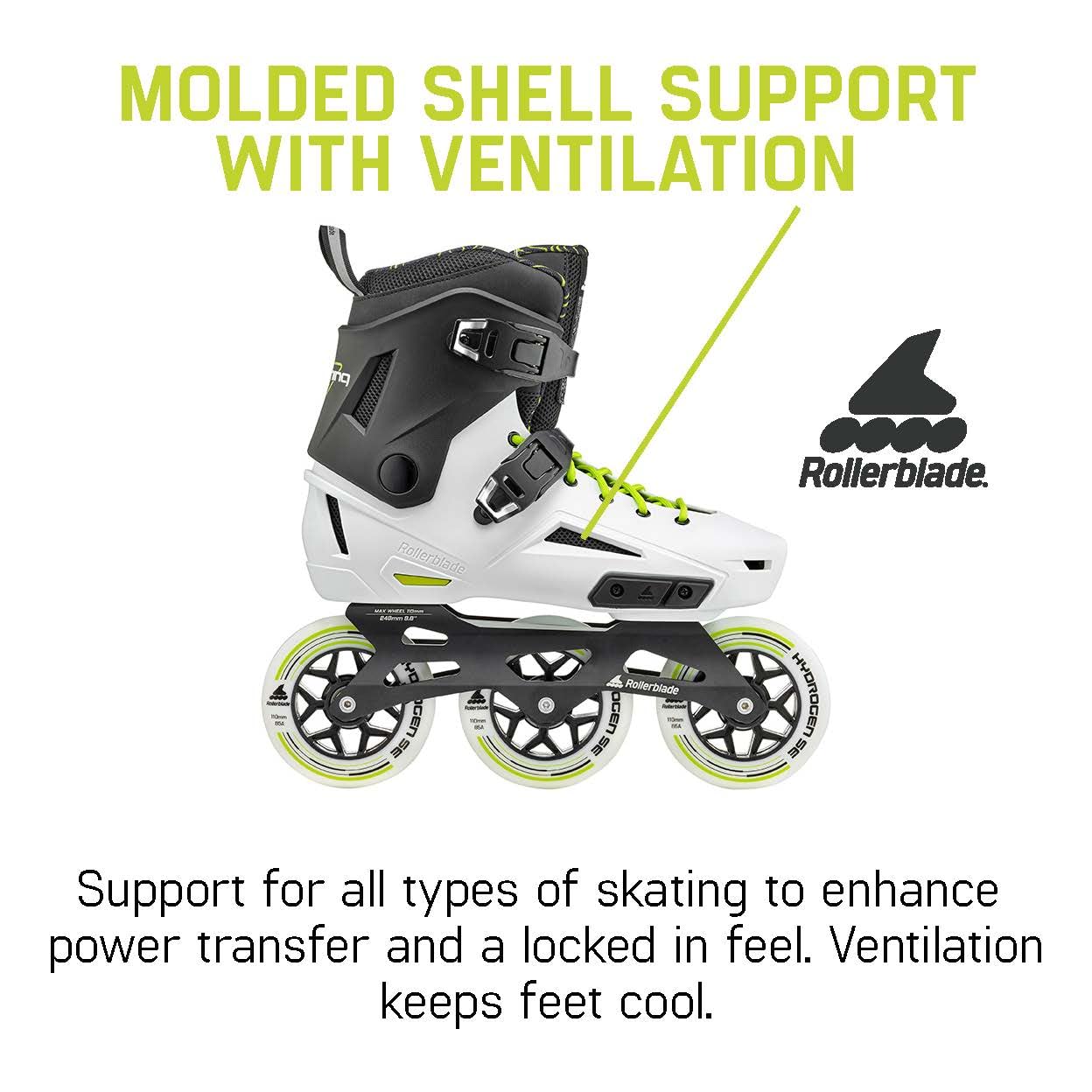 Rollerblade Lightning 110 Unisex Adult Urban Inline Skate, White and Black