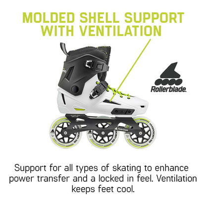 Rollerblade Lightning 110 Unisex Adult Urban Inline Skate, White and Black