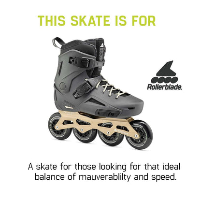 Rollerblade Lightning 90 Men's Urban Inline Skate, Anthracite and Taupe