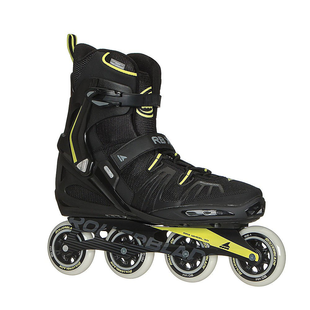 Rollerblade RB XL Men's Adult Fitness Inline Skate, Black and Lime, High Performance Inline Skates