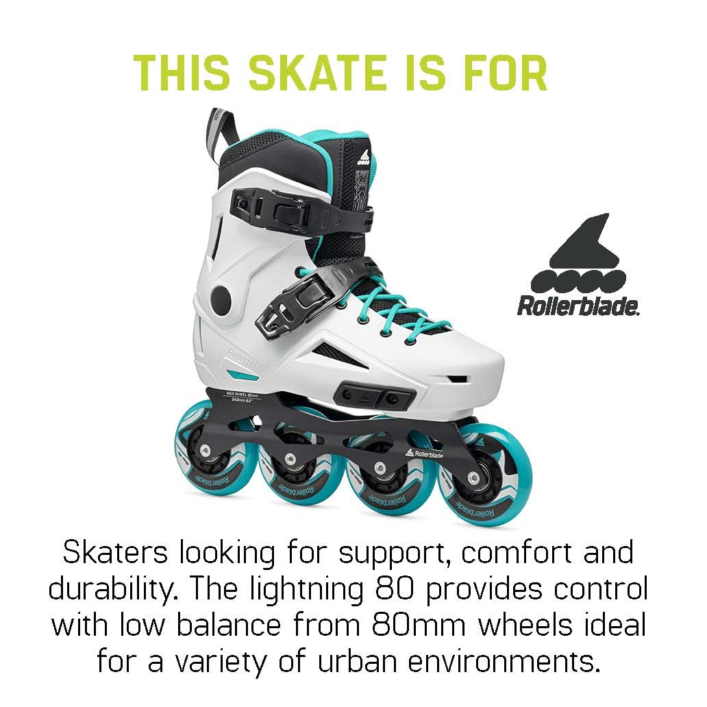Rollerblade Lightning Women's Urban Inline Skate, White and Aqua