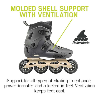 Rollerblade Lightning 90 Men's Urban Inline Skate, Anthracite and Taupe