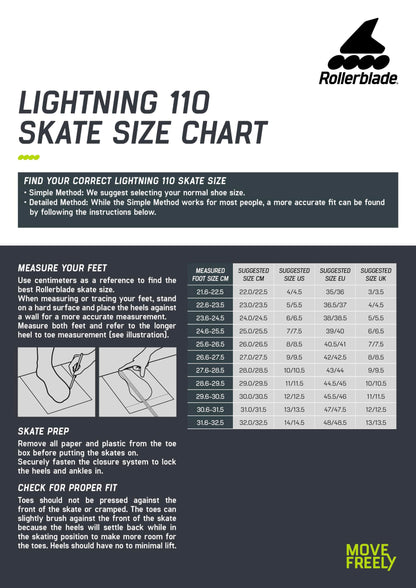 Rollerblade Lightning 110 Unisex Adult Urban Inline Skate, White and Black