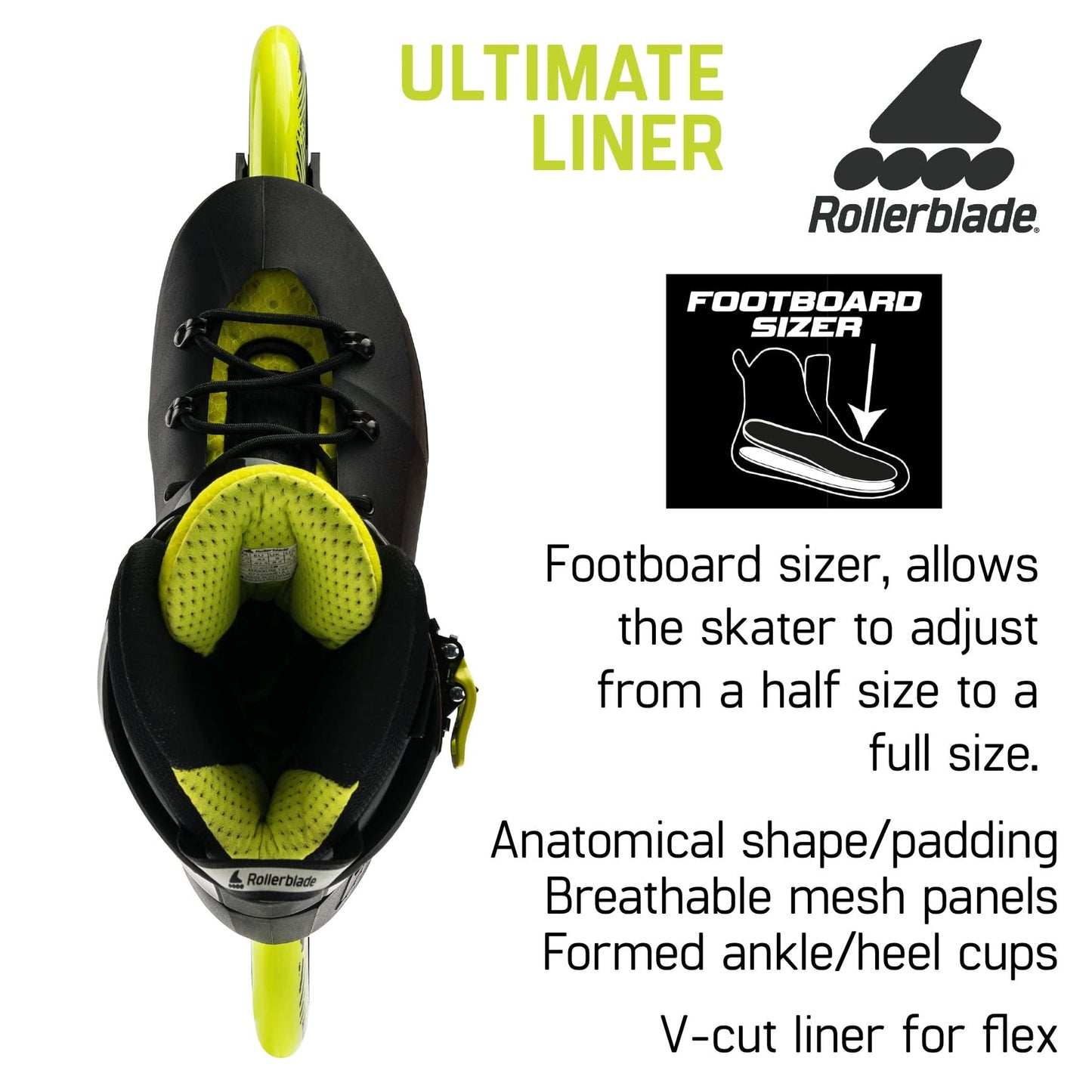 Rollerblade MAXXUM 125, Color: Black/Lime, Size: 10 (072206001A1-10)