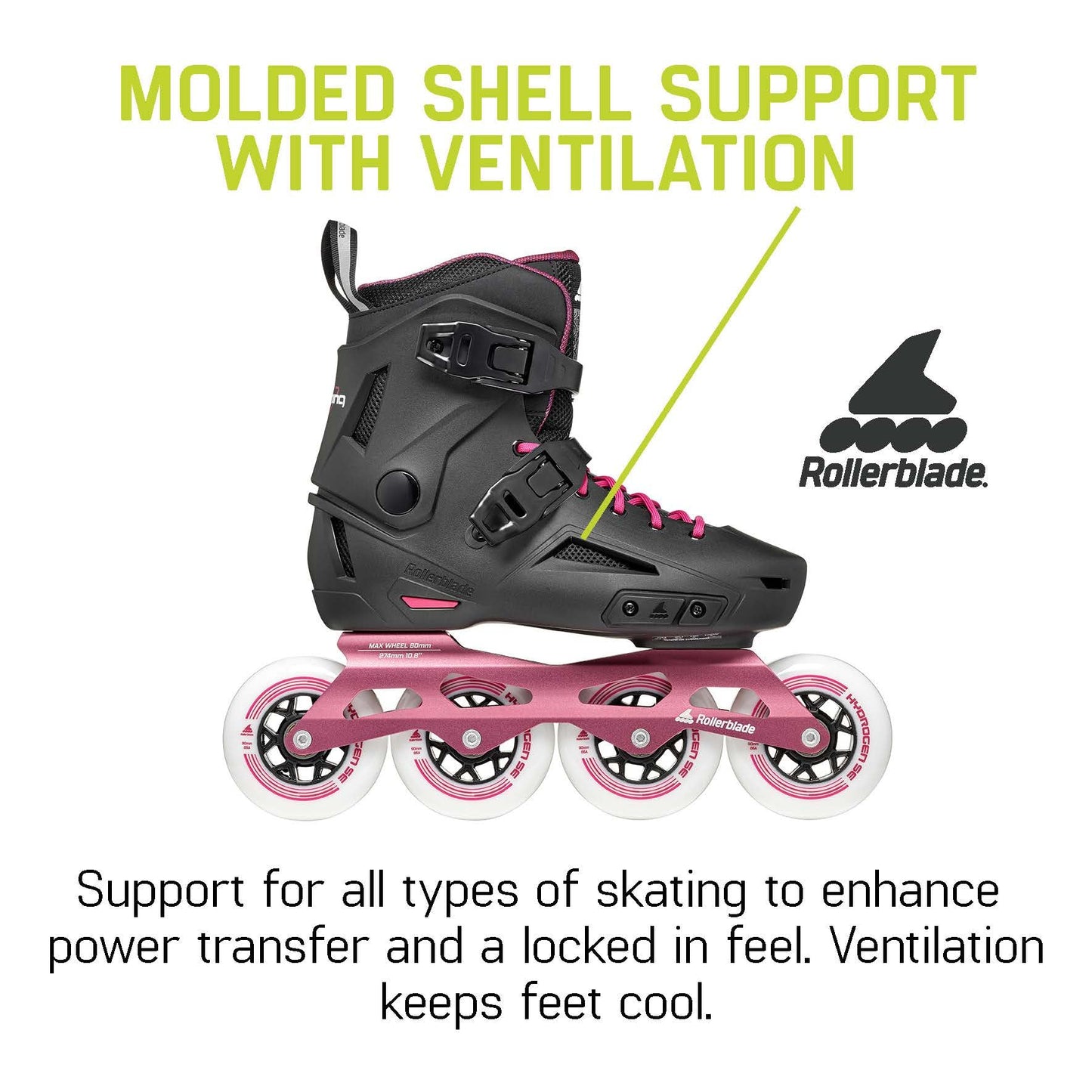 Rollerblade Lightning 90 Women's Urban Inline Skate, Black and Sangria