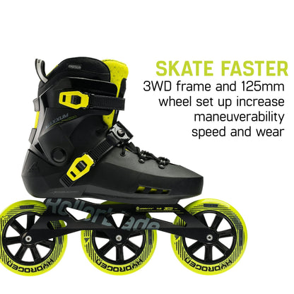 Rollerblade MAXXUM 125, Color: Black/Lime, Size: 10 (072206001A1-10)