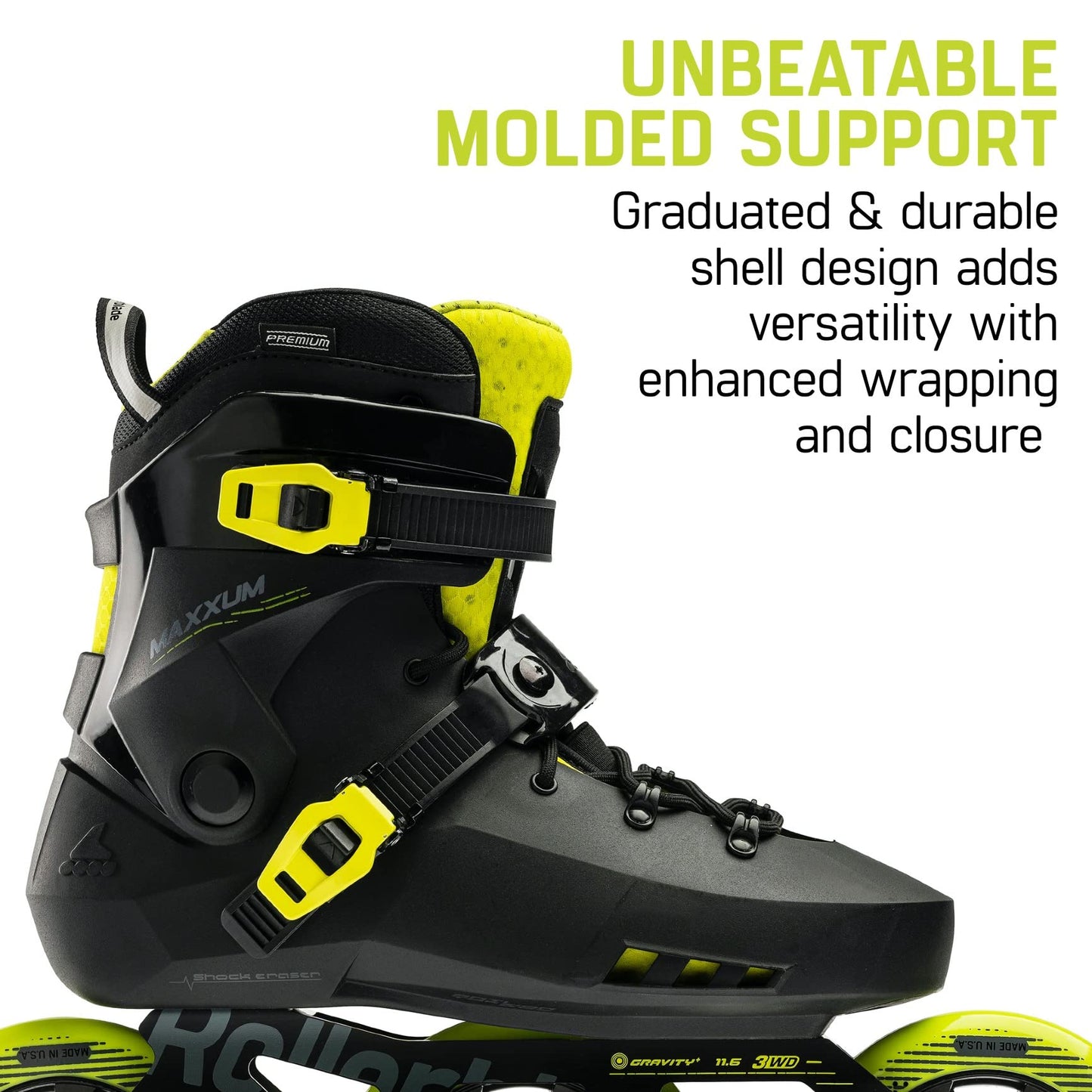 Rollerblade MAXXUM 125, Color: Black/Lime, Size: 10 (072206001A1-10)