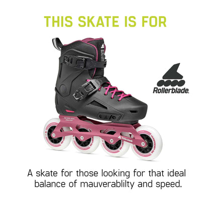 Rollerblade Lightning 90 Women's Urban Inline Skate, Black and Sangria