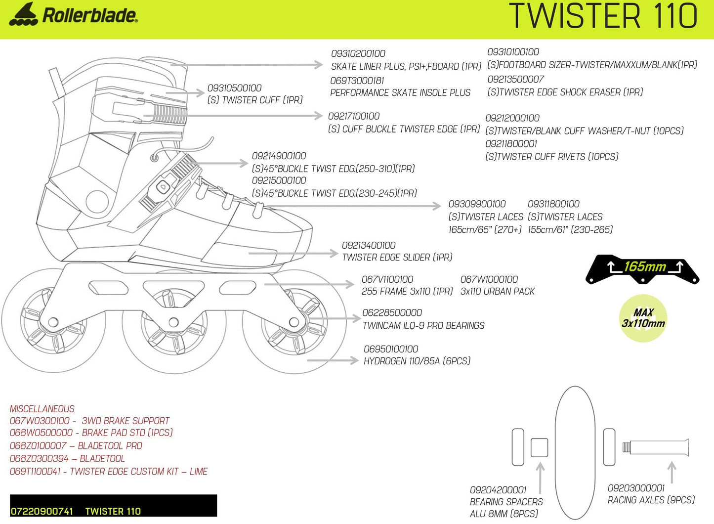 Rollerblade Twister 110 Unisex Adult Fitness Inline Skate, Black/Red, Urban Performance Inline Skates