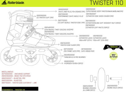 Rollerblade Twister 110 Unisex Adult Fitness Inline Skate, Black/Red, Urban Performance Inline Skates