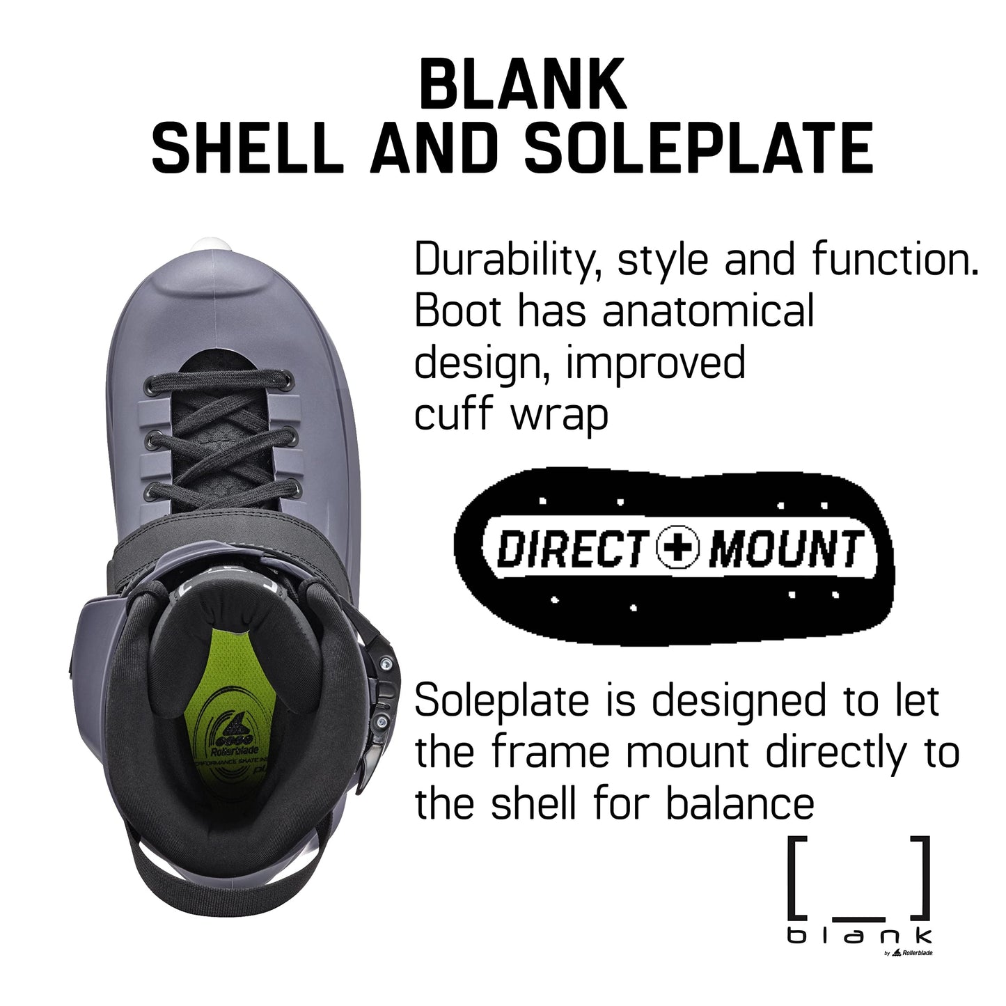 Rollerblade Blank Team Unisex Adult Fitness Inline Skate, Gray, Urban Performance Inline Skates