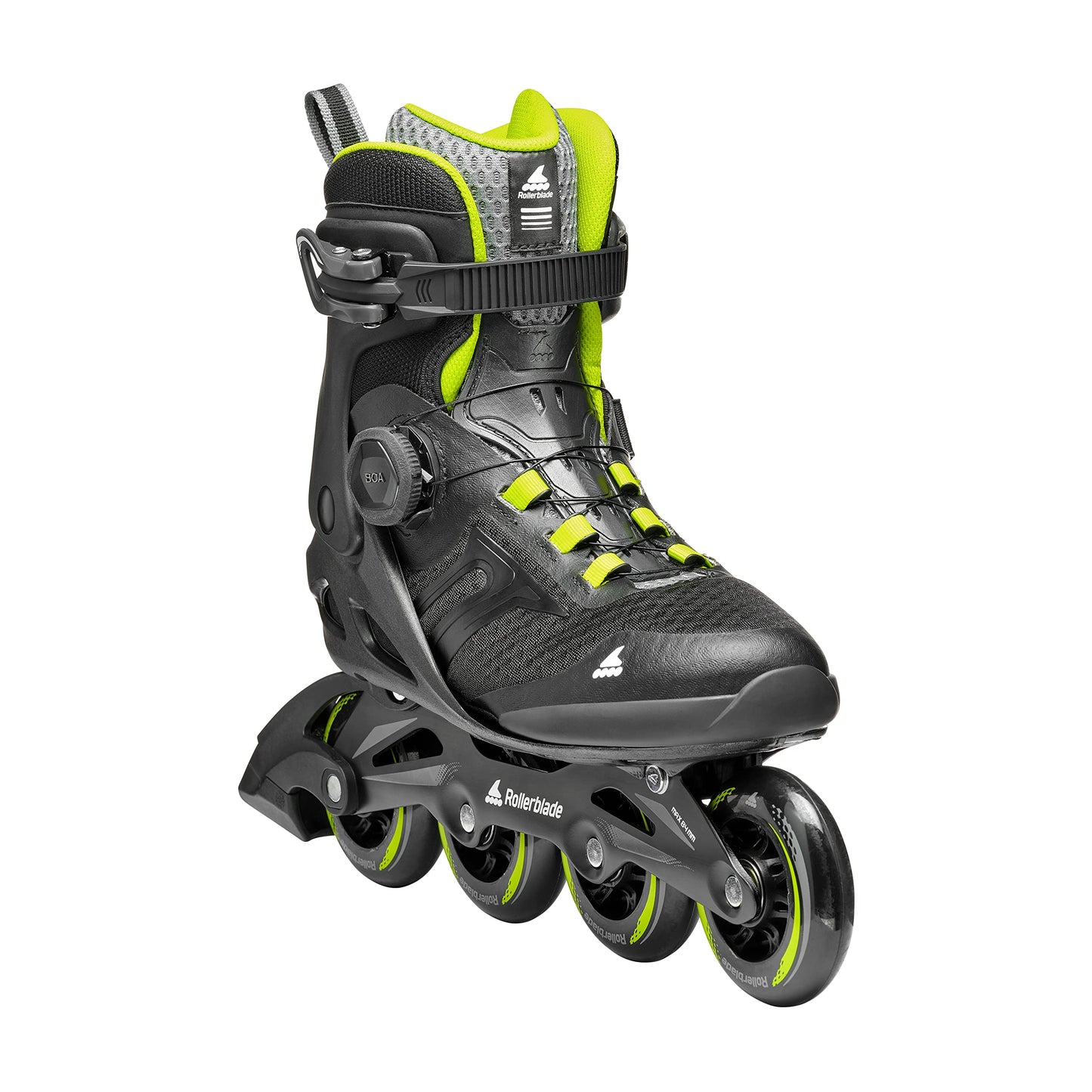 Rollerblade Macroblade 84 BOA, Adult Fitness Inline Skate, Black & Lime, Performance Inline Skates