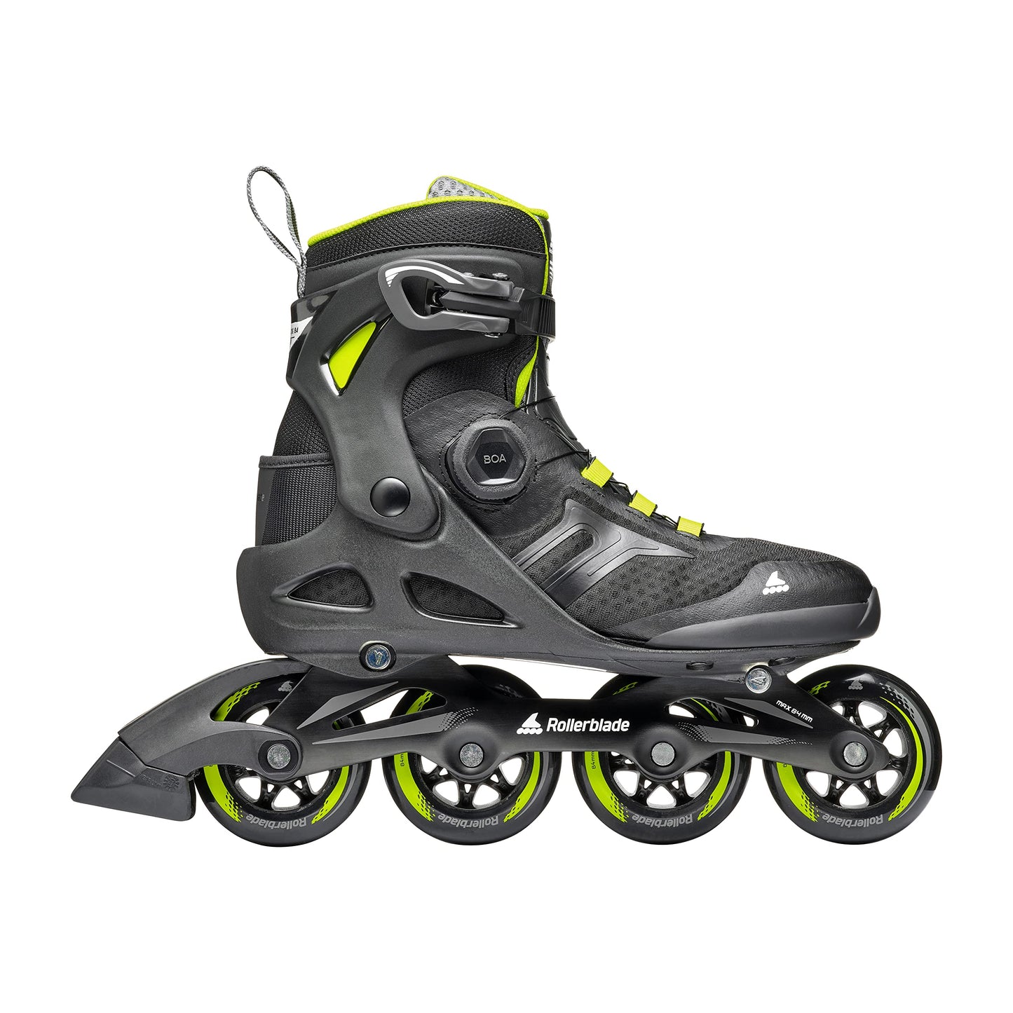 Rollerblade Macroblade 84 BOA, Adult Fitness Inline Skate, Black & Lime, Performance Inline Skates