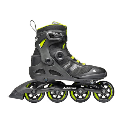 Rollerblade Macroblade 84 BOA, Adult Fitness Inline Skate, Black & Lime, Performance Inline Skates